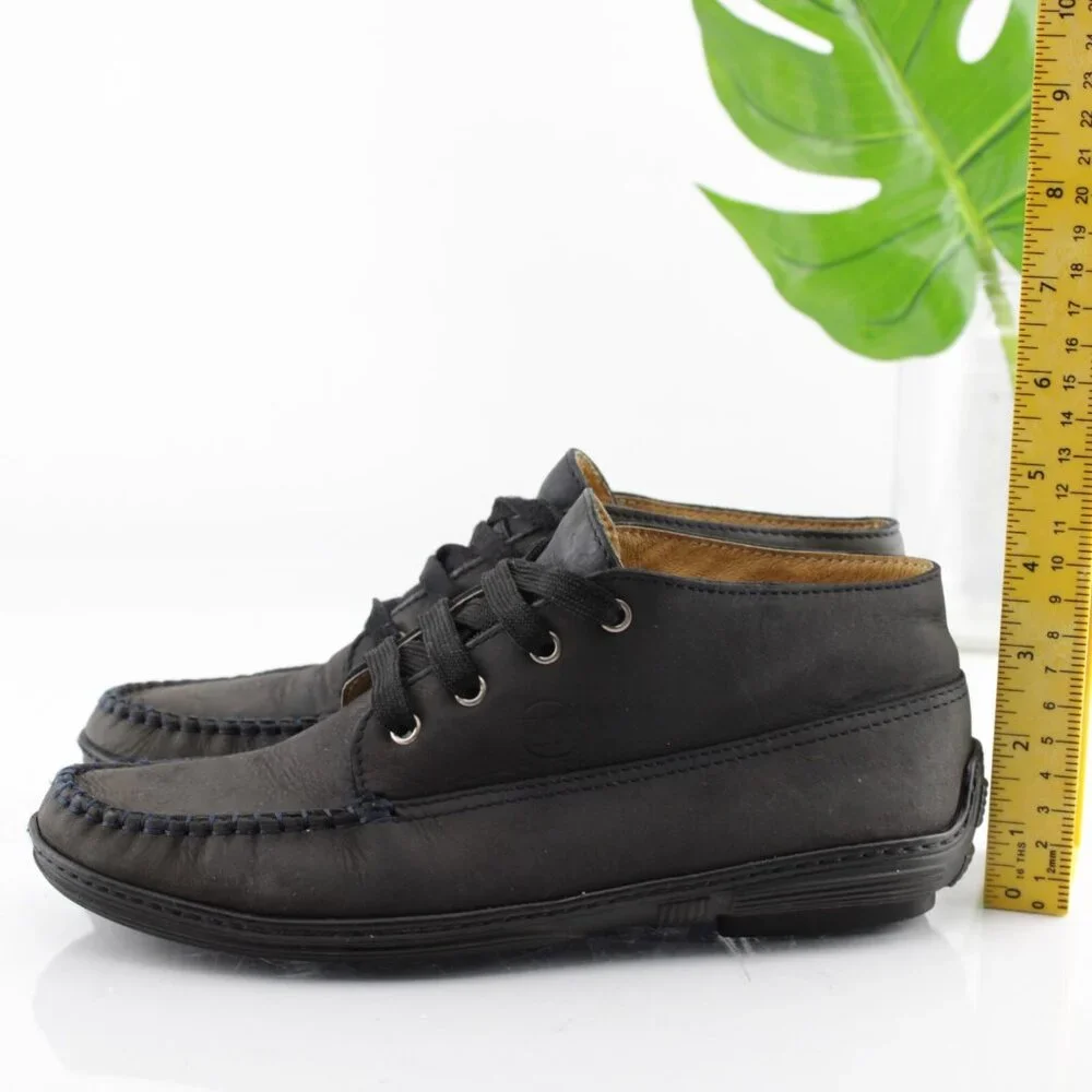BiKey Womens Boot‎ Size 38 7 Black Leather Lace Up Moc Toe Casual Bootie Italy